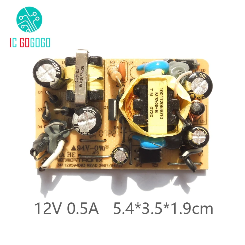 AC-DC 12 В 0.5A импульсный источник питания печатная плата постоянного тока регулятор напряжения модуль для Cisco 500MA 100-240 в 50/60HZ5 4*3,5*1,9 см