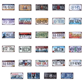 

Vintage Metal Tin Signs Route 66 Car Number License Plate Plaque Poster Bar Club Wall Garage Home Decoration 16*30cm