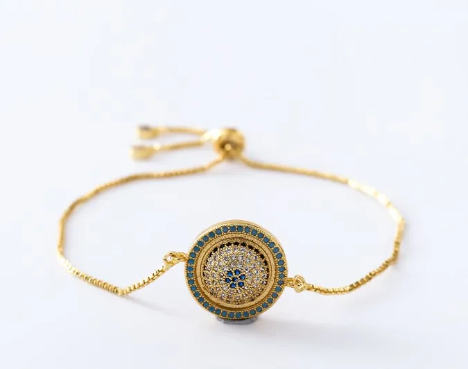 

gold silver Chain micro pave cz Zircon Cubic Zirconia bracelet rope adjusted Macrame round Bangle fgg3 Fashion Jewelry