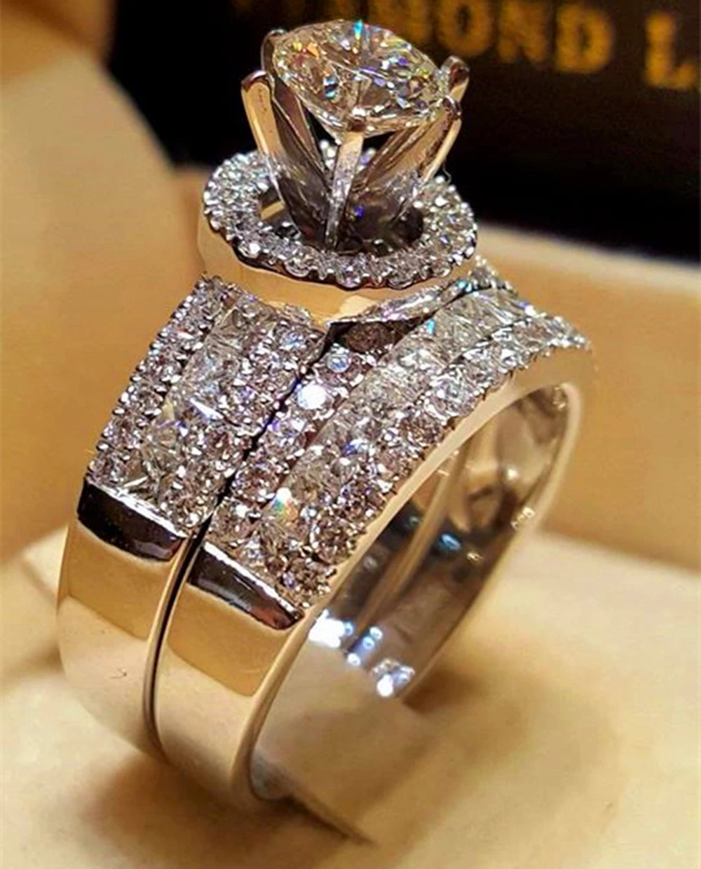 Роскошное женское кольцо с кристаллами, большая королева, модный набор, 925 серебро, свадебные кольца для невесты, для женщин, обещают любовь, обручальное кольцо