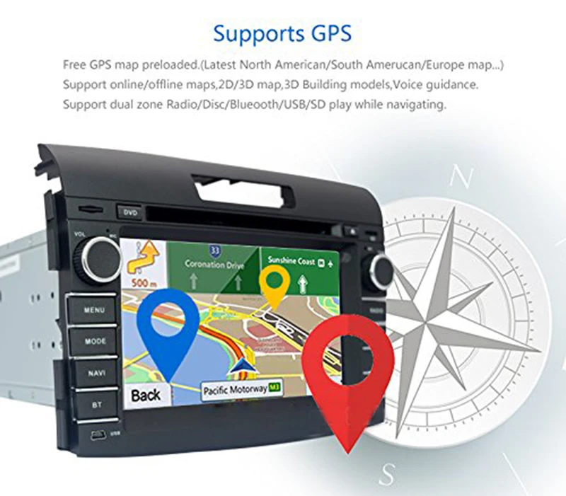 Sale 7" In-Dash Car DVD player with GPS(opt),audio Radio stereo,USB/SD,AUX,BT/TV,Canbus,car multimedia headunit for Honda CR-V 2012 3