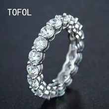 TOFOL New Fashion Zircon Women Ring Classic Jewelry Ring Holder Simple Round Ring Birthday Gifts