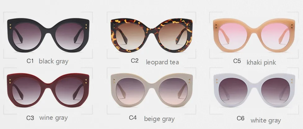 CCSPACE 45547 женские круглые солнцезащитные очки "кошачий глаз" для женщин, блестящие Брендовые очки с заклепками, дизайнерские модные женские солнцезащитные очки