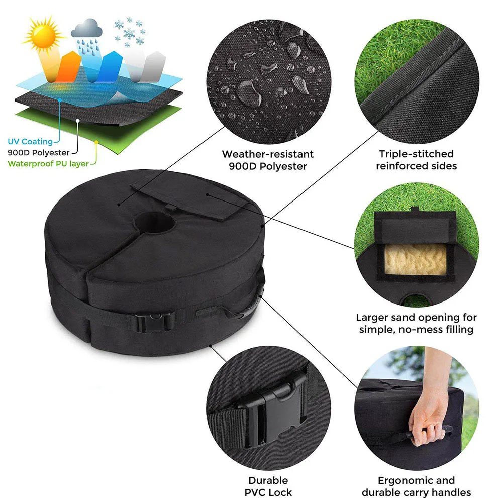 جولة الوزن أكياس رمل مظلة قاعدة الوقوف خيمة الساق المرجح في الهواء الطلق الشمس المأوى الثابتة الرمل أداة تخييم اكسسوارات