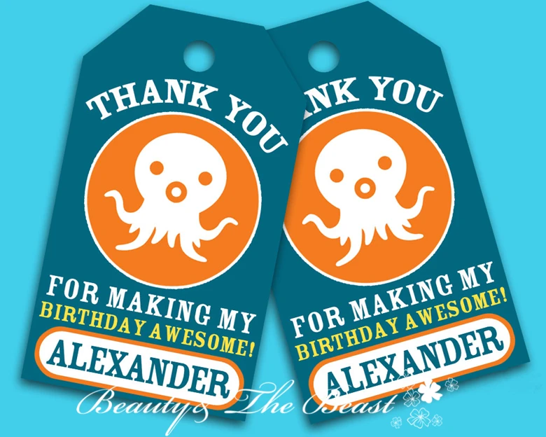 

Customized Personalized Octonauts Gift Favor Tags Thank You Tags Birthday Party Decorations Kids Party Tags Goody Bag Tags