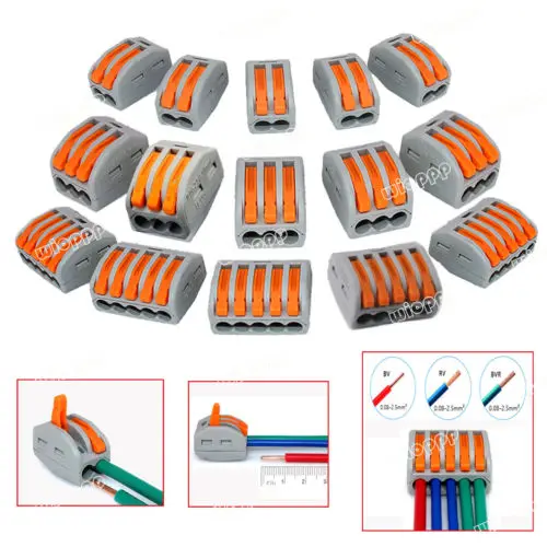 2/3/4/5 отверстий Быстрый разъем провода многоразовые весна рычаг клеммной колодки для электрическая проводка кабеля проводимости 212 213