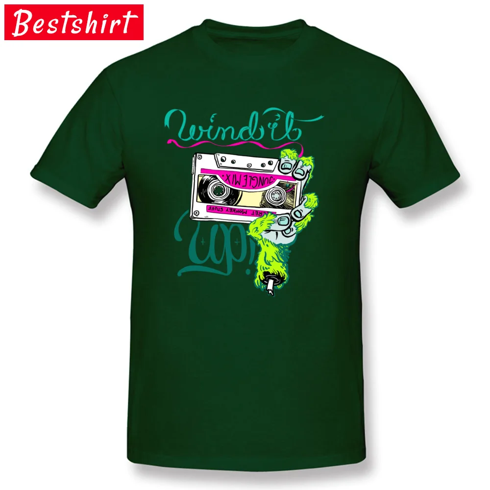 Birthday T-shirts Special Round Neck Wind it up Monkey hand All Cotton Men Tops Shirt Casual Short Sleeve T-Shirt Wind it up Monkey hand dark