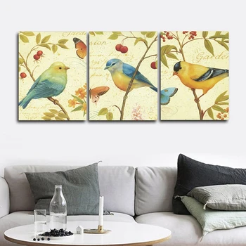 

Chinese Retro Birds Wall Pictures Poster Print Canvas Painting Calligraphy Decor for Living Room Bedroom Home Decor Frameless