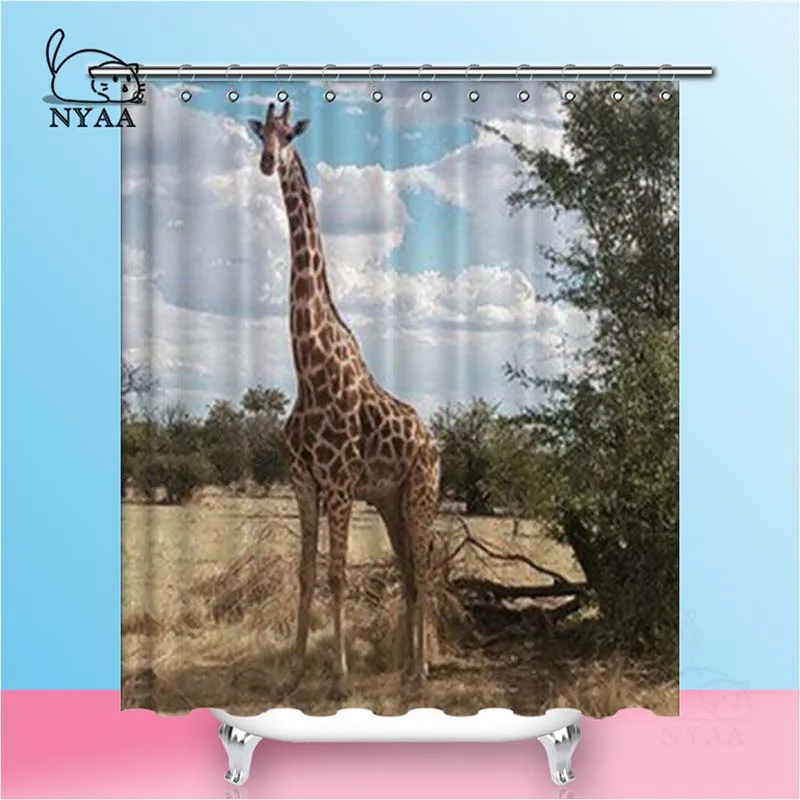Nyaa Giraffe Shower Curtains Safari Namibia Waterproof Polyester Fabric