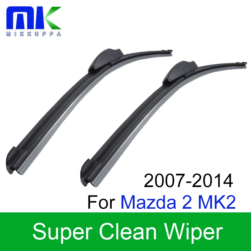 Mikkuppa Front And Rear Wiper Arm And Blades For Mazda 2 II 2007 2014 Natural Rubber Windscreen