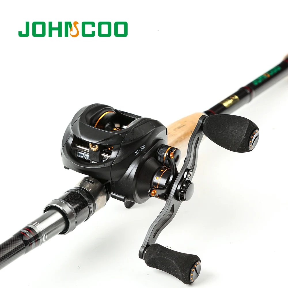 Johncoo 2017 حار بيع الصيد رود بكرة مجموعة 2.1 متر 2.4 متر 2.7 متر الكربون قضيب baitcasting الصيد رود كومبو 165 جرام الغزل قضيب