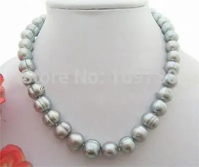 

Jewelr 003780 12-13MM NATURAL SOUTH SEA GENUINE SILVERY GRAY PEARL NECKLACE