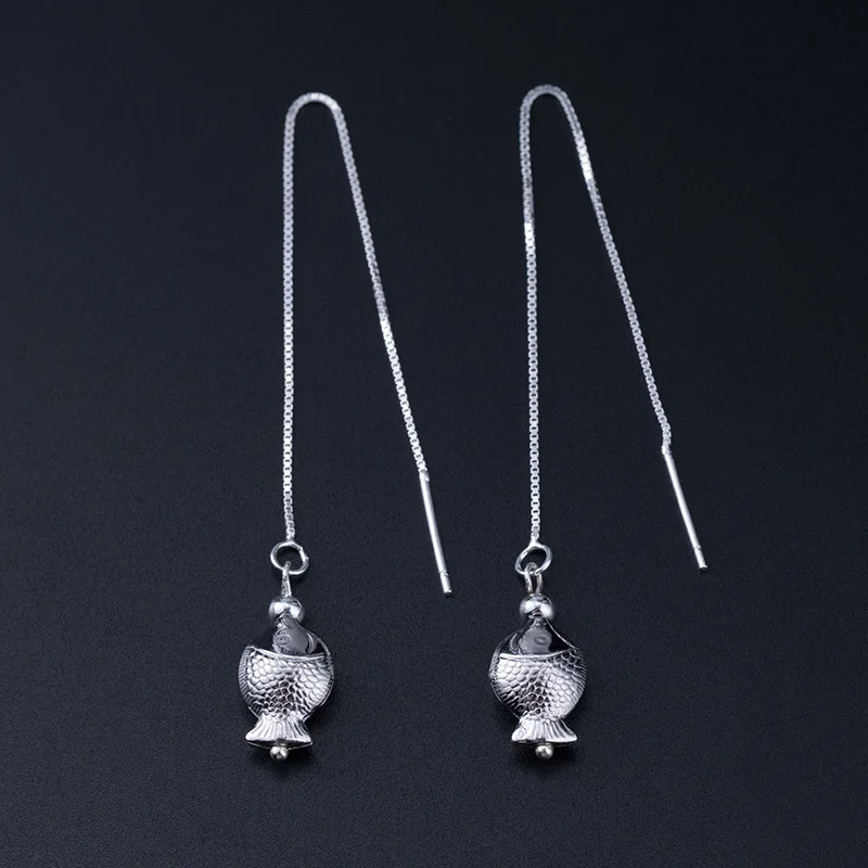 fish woman earring silver jewelry ear line 100% 925 Sterling silver Jewelry fashion Hypoallergenic dangle earrings woman gift