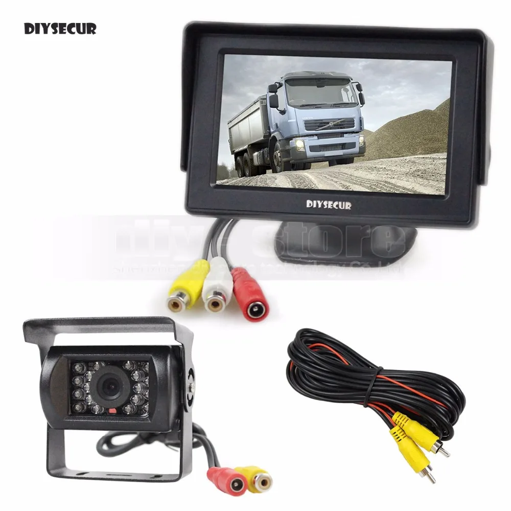 

DIYSECUR 4.3inch Car Monitor + Waterproof Rear View Backup Camera Parking Assistance System for Trucks Caravans Bus Motorhome