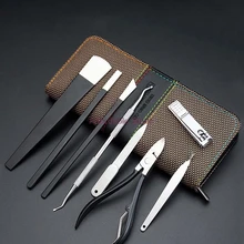 8 шт. педикюрные инструменты набор ножей для удаления канавок для удаления кутикулы Лопата буферные Ножницы Набор клипперов сумка на молнии