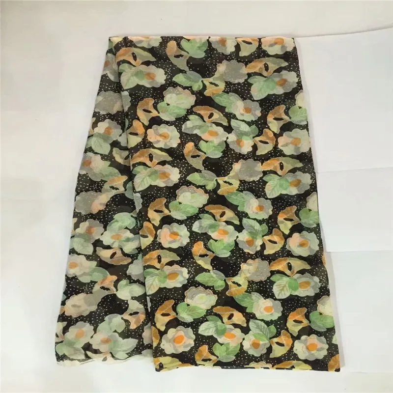 

(5 yards/lot) Fancy African silk fabric with stones for dress prints rayon silk fabric burnout fabric sewing textile !lxe062002