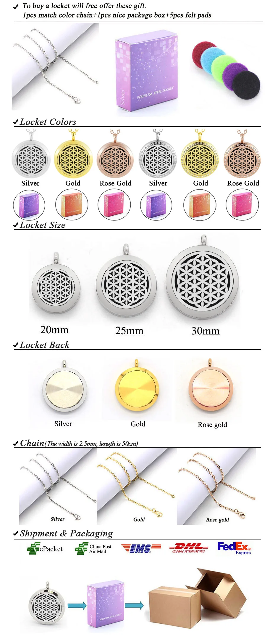 flower of life diffuser necklace silver gold rose gold 20mm 25mm 30mm locket jewelry -118