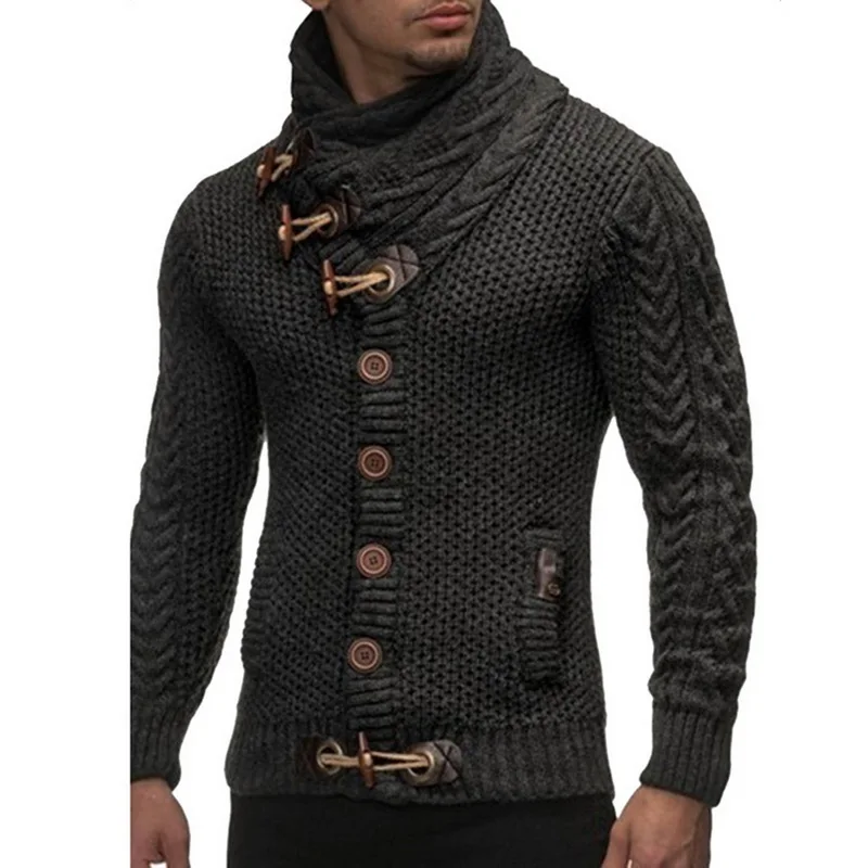 LASPERAL, кардиган, свитер, пальто, мужские осенние модные однотонные свитера, повседневный теплый вязаный джемпер, мужской свитер, пальто размера плюс 3XL - Цвет: Dark Gray 1
