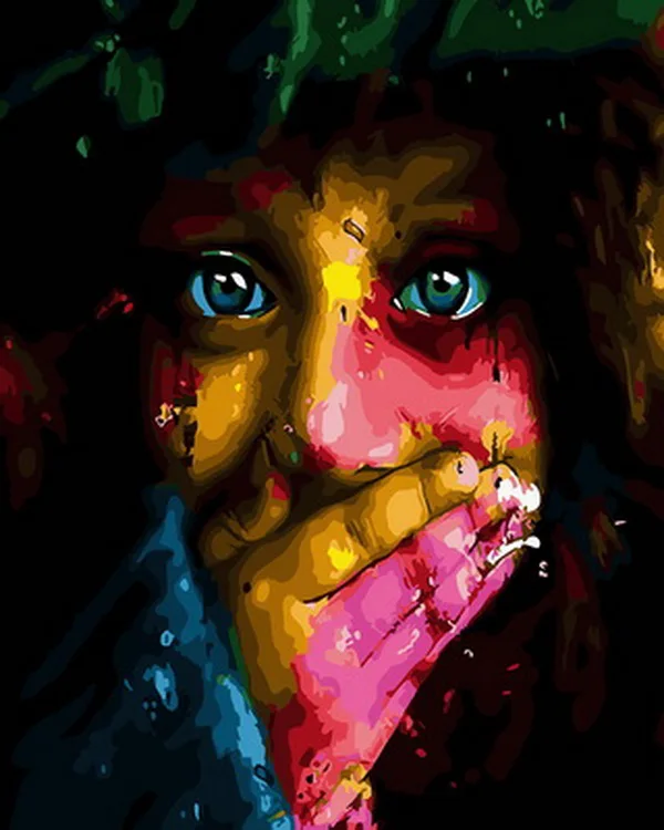 

Unframe diy oil picture oil paintings by numbers figure painting paint by number for home decor 4050cm colorful face