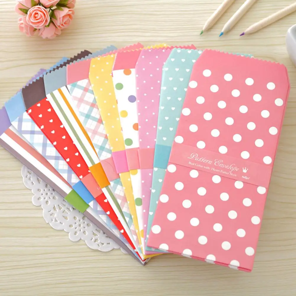  150Pcs/lot Invitation Envelope Candy Color Cute Cartoon Lucky Envelopes Invitation Card Wedding Par