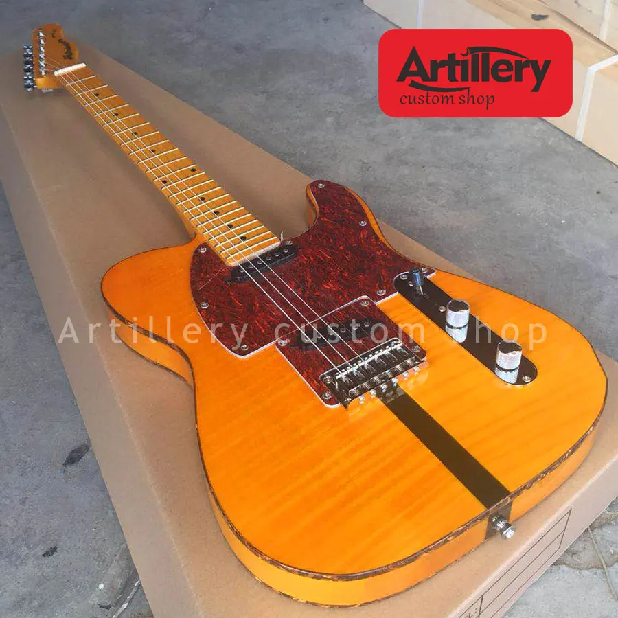 

Free shipping Factory custom TELE electric guitar 6 strings with flamed maple top and back musical instrument shop
