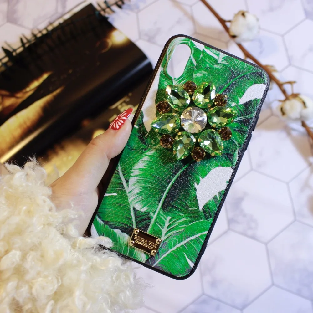 Защитный чехол Aoweziic в виде банановых листьев для iphone6s Стразы X XS MAX XR|banana leaf|for mobilleaf