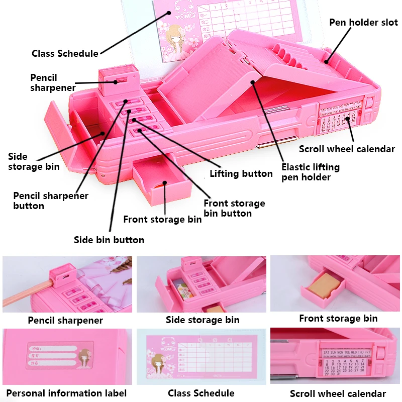 Пенал Многофункциональный пенал с точилка для карандашей Календари для Обувь для девочек милые Пластик студенты пенал Эсколар papelaria Канцелярии