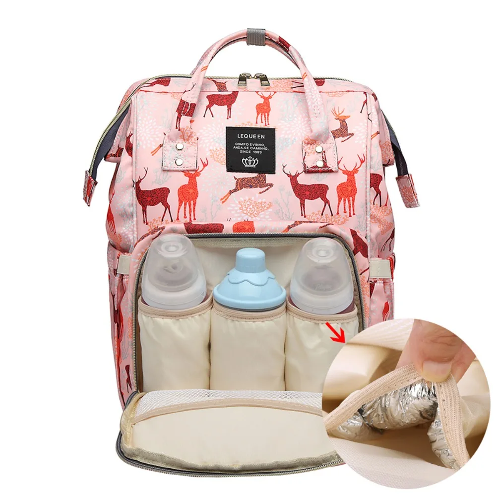 Lequeen Мода мумия для беременных пеленки мешок большой кормящих сумка рюкзак дизайнер мешок коляски ребенка Baby Care рюкзак для подгузников