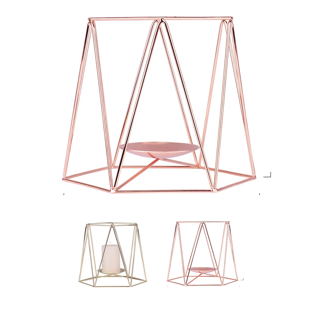 Геометрический Железный Подсвечник Золотой металлический подсвечник украшения для дома Свадебный декор