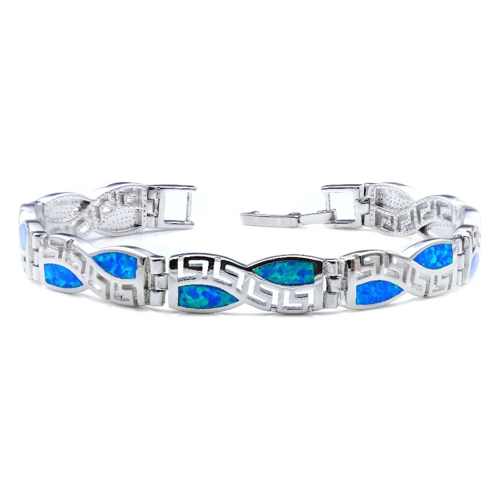 

Geometric Blue Fire Opal Charm Bracelet for Christmas Gift