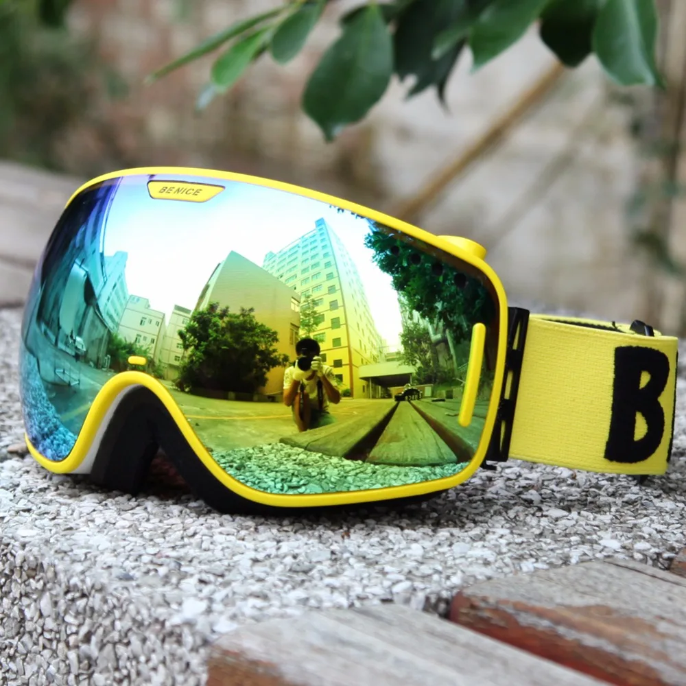 Benice бренд лыжные очки линзы UV400 двойной анти-туман большие сферические профессиональные лыжные очки унисекс многоцветный сноуборд очки