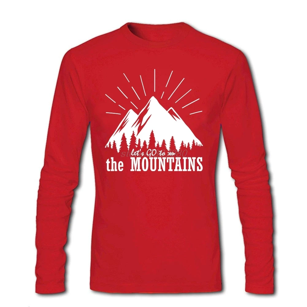 Хлопок мужская футболка Летняя мужская футболка Let's Go в горы футболки хлопок отличная скидка крутой дизайн мужская 3D футболка - Цвет: Красный