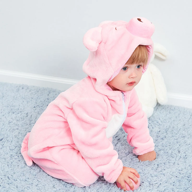 Baby Rompers Pink Pig Boys Girls Clothes New Born Baby Cartoon Pajamas Warm Winter Animal Pajamas Roupas De Bebe Recem Nascido Rompers Aliexpress