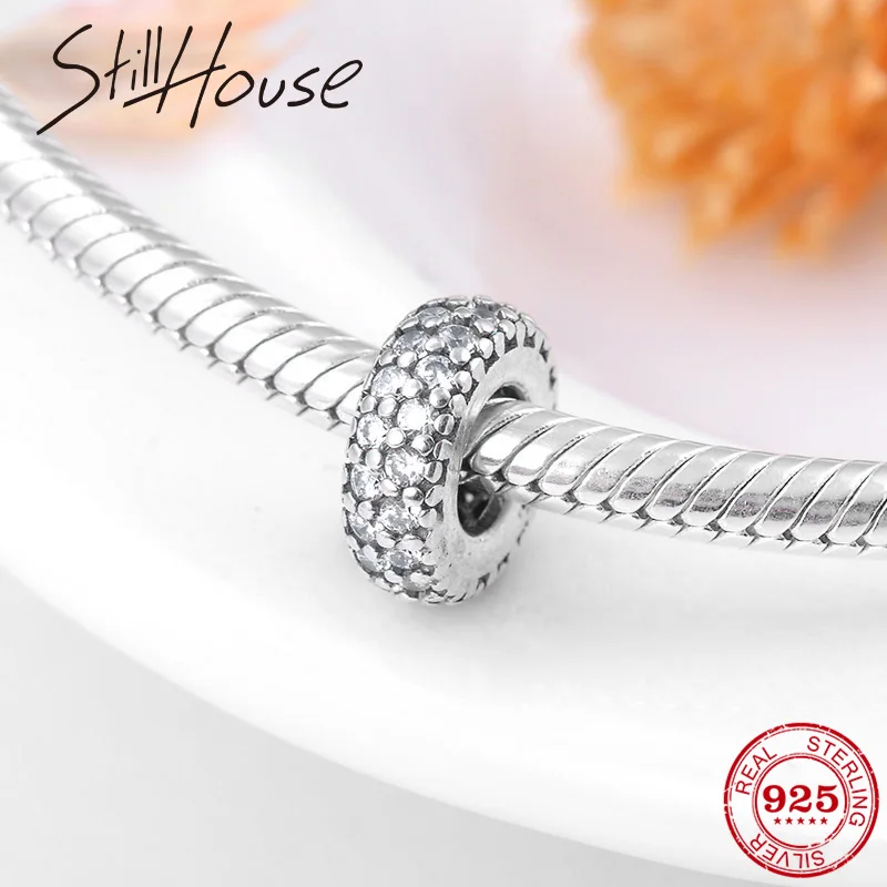 

Charms 925 Sterling Silver Handcrafted Clear Meticulous CZ Spacer Beads Fit Original Pandora Charm Bracelet Jewelry Making