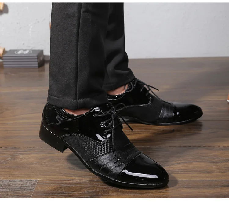 New Arrival Men Formal Shoes Breathable Lace-up Flat Pointed Toe Business PU Leather Footwear Male Dress Shoes