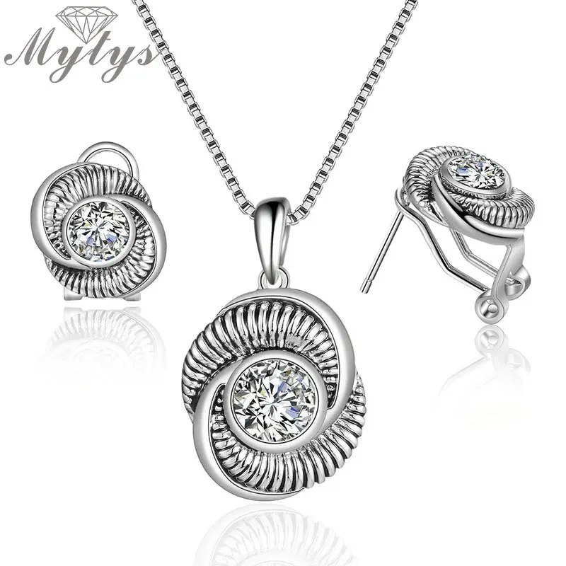 Модные модные Ювелирные наборы Mytys винт круглый кулон ожерелье серьги для женщин