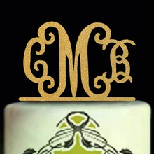 Unquie блеск именной вензель свадебный торт Топпер, деревянные индивидуальные инициалы торт Топпер для свадьбы, семейные надписи торт Топпер