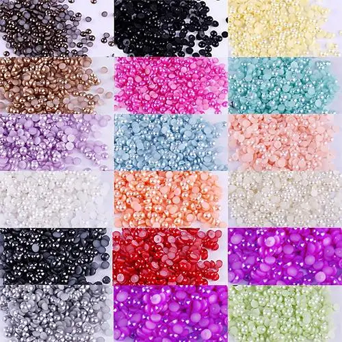 

500Pcs 1.5mm Half Round Bead Flatback Acrylic Pearl Scrapbooking DIY Phone Craft new