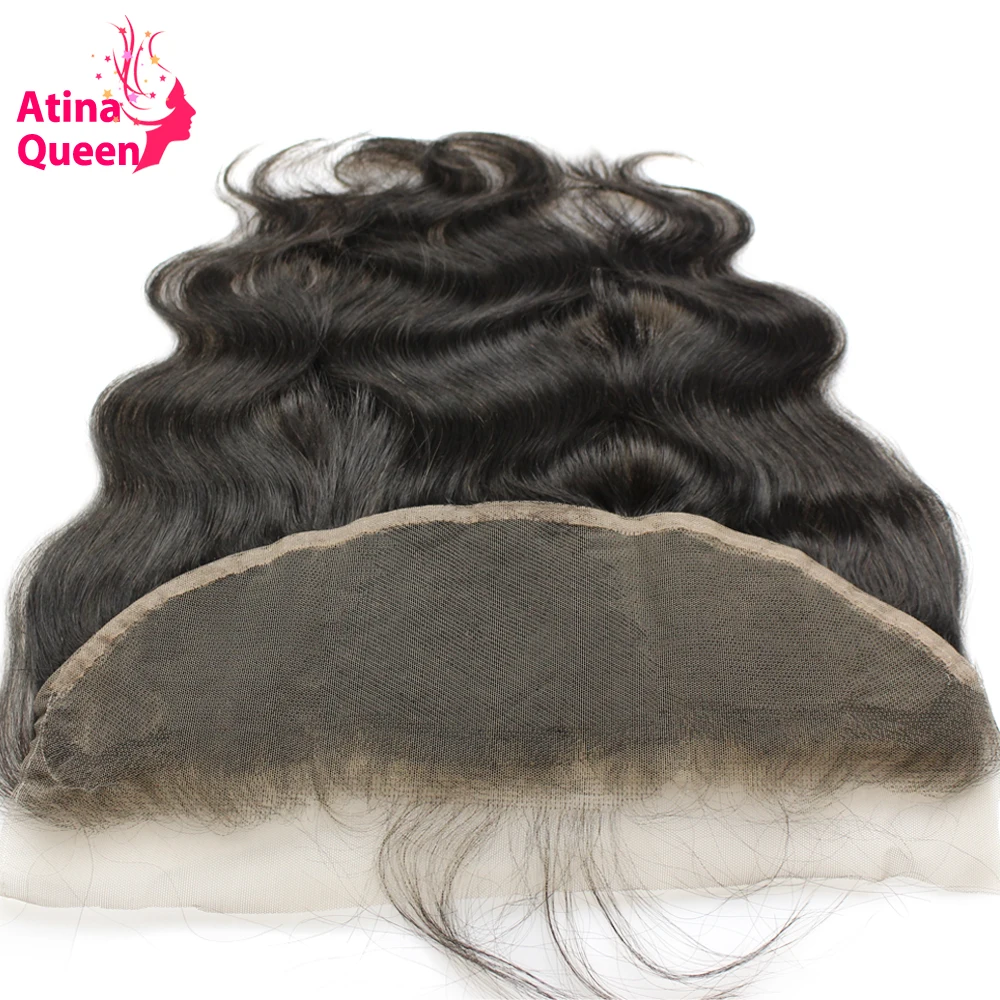 Atina Queen Pre Plucked Ear to Ear Lace Frontal Closure With Baby Hair Brazilian Body Wave Natural Color 10