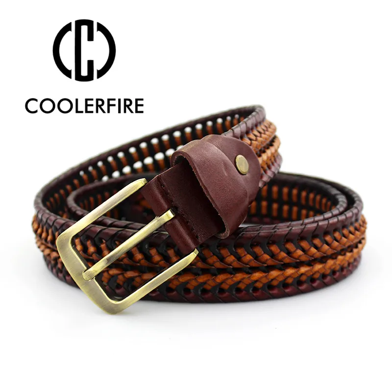 2016 New Belt Man Fashion Mens belts luxury genuine leather braided Real Cow skin straps men ...