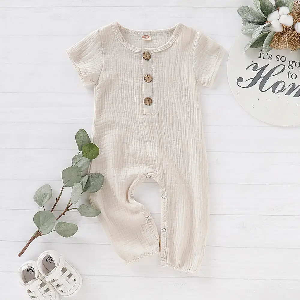 Baby Rompers Clothes Summer Short Sleeve Infantil Bebes Girls Playsuits Candy Color Toddler One Piece Jumpsuits Newborn Overalls