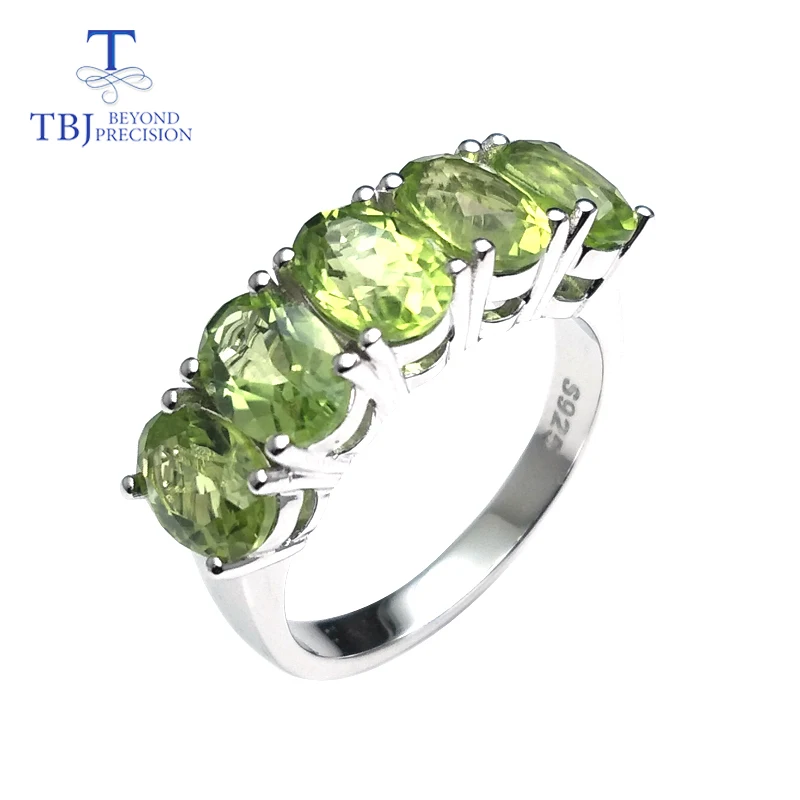 

Tbj,100% Natural Peridot oval5*7mm 4ct gemstone ring in 925 sterling silver colorstone jewelry with madam Valentine gift box