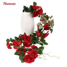Fake flower vines wall mounted artificial greenery rattan wreath synthetic rattan Home Decor Wedding artificial roses arch decor
