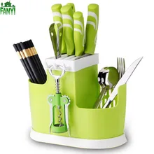 FANYI Multi-functional Kitchen Tableware Storage Barrel Creative Sub-grid Drained Basket Plastic Knife&Fork Tools free shipping