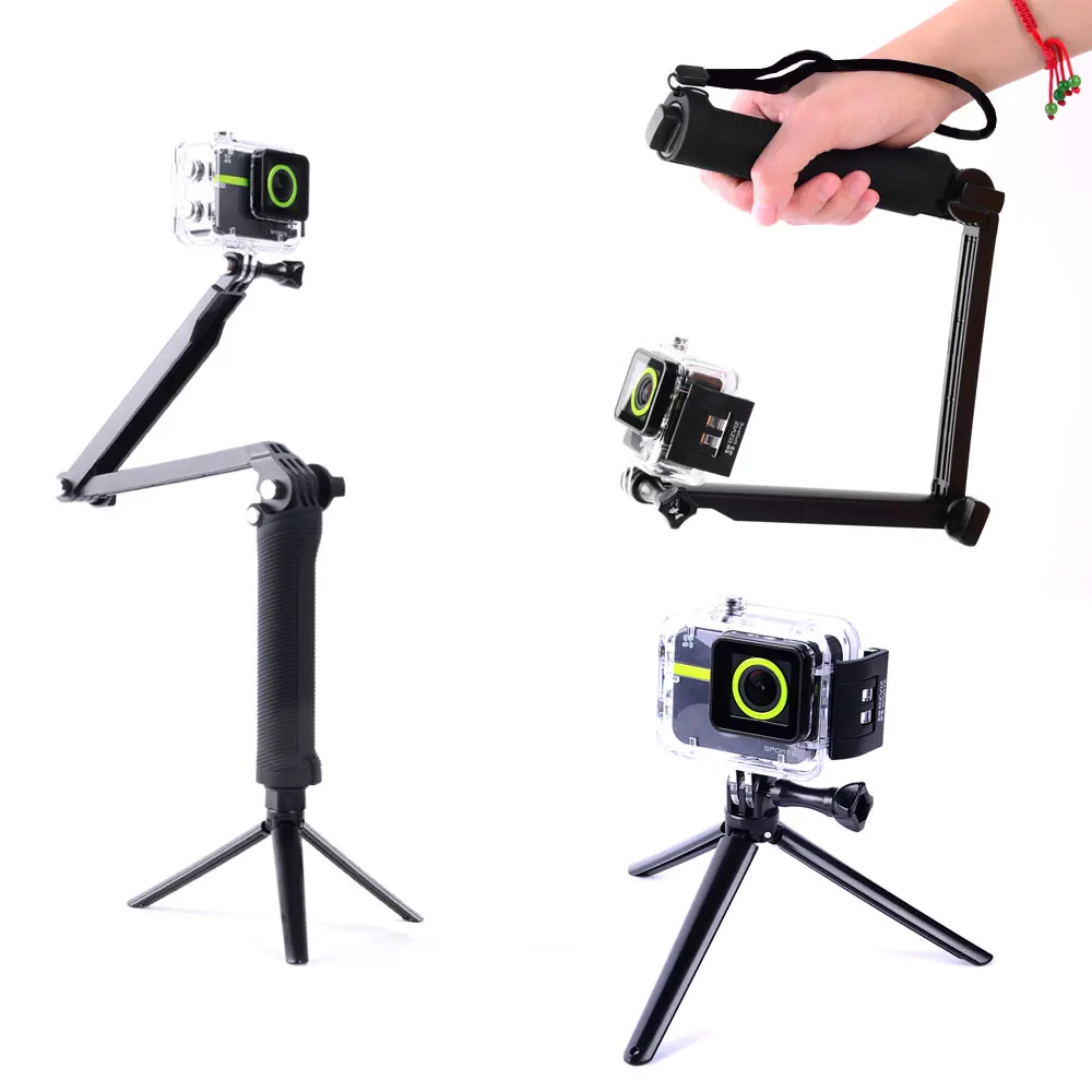 

GoPro 3-way Monopod + Tripod + Grip Portable Mount for xiaomi yi GoPro Hero4 / 3+ / 3/ 2 + SJ4000 Gopro Accessories