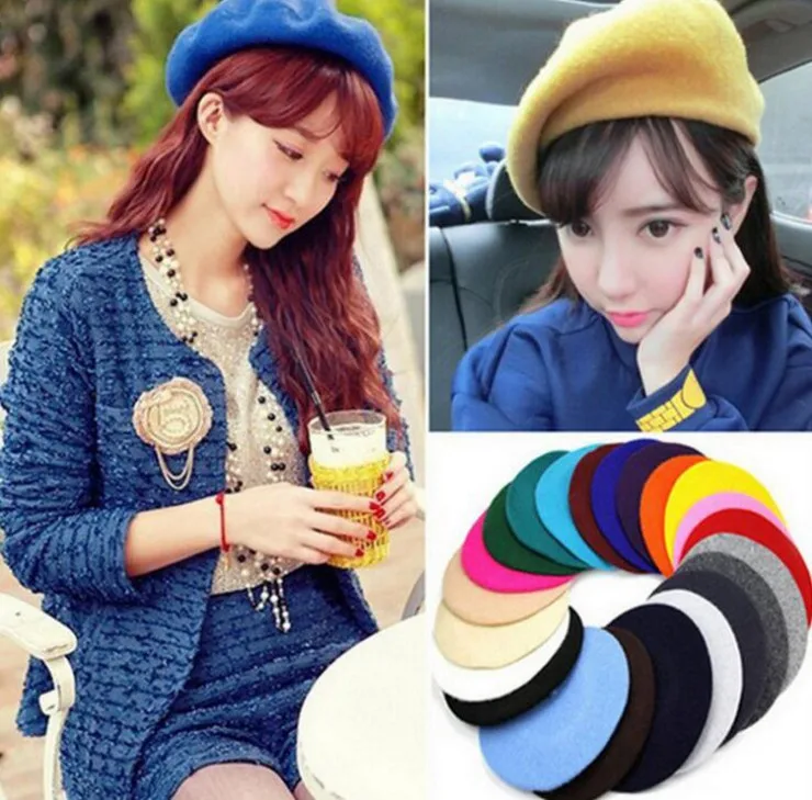 

Lady Spring Winter Hat Painter Style Hat Women Wool Vintage Solid Color Caps Female Bonnet Warm Walking CapBeanie