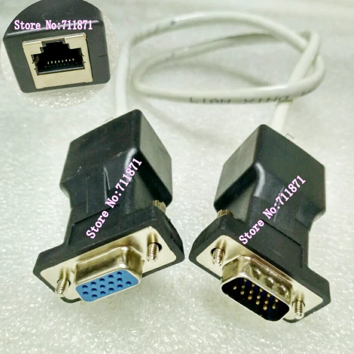 Rj45 Network Cable extend Male Female 15P D Sub VGA Extend Adapter