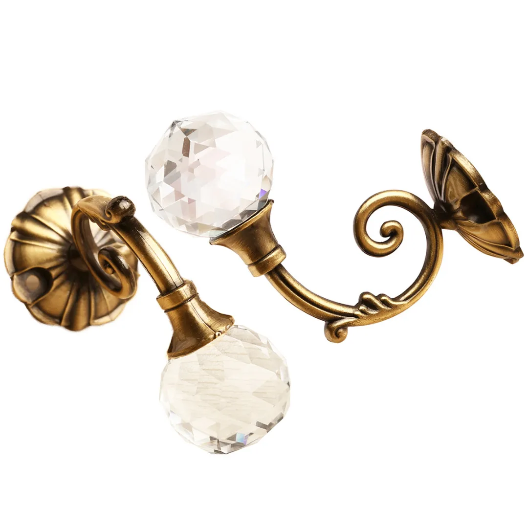 2pcs/lot Large Metal Crystal Ball Curtain Hook Holder Window Curtain Holdback Tassel Wall Tieback Curtain Buckle Accessories