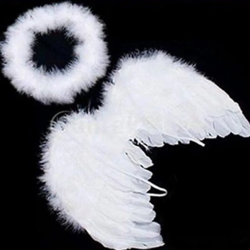 

White Angel Wings Feather Birthday Party Decoration And Cute Baby Kids For Photo Prop Household