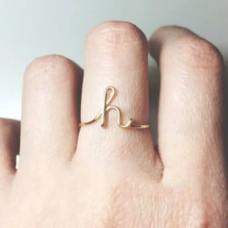 

Unisex Gold Silver Color A-Z 26 Letters Initial Name Rings for Women Men Geometric Alloy Creative Finger Rings Jewelry Wholesale